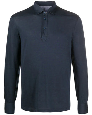 Ocean Blue Long Sleeve Polo Shirt
