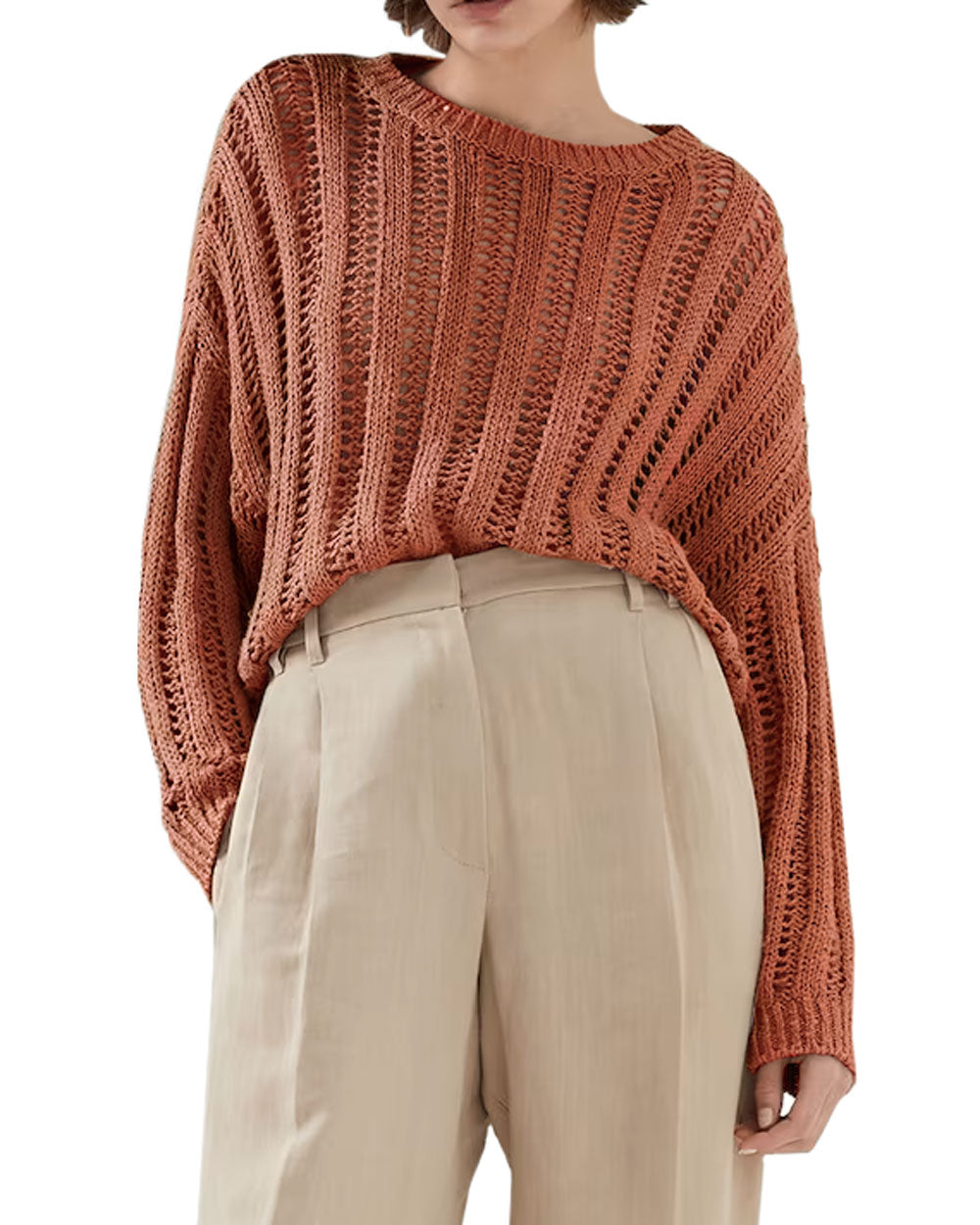 Orange Rust Knit Crewneck Sweater