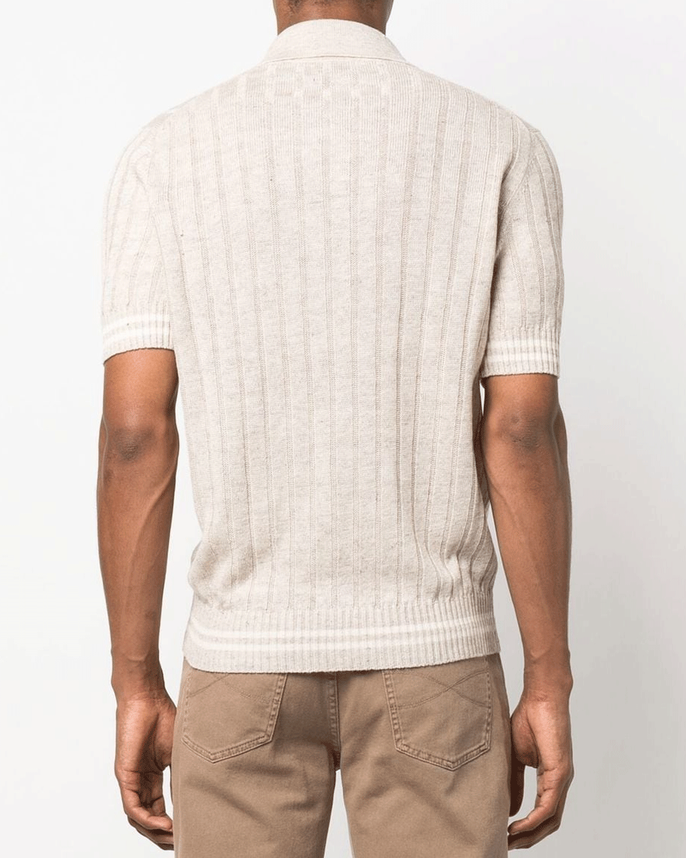 Oyster Wide Ribbed Short Sleeve Sweater Polo