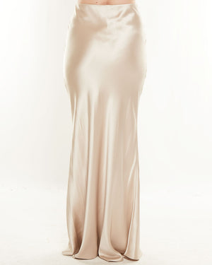 Pale Blush High Rise Satin Slip Maxi Skirt