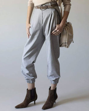 Pearl Grey Lightweight Wool Flat Front Jogger
