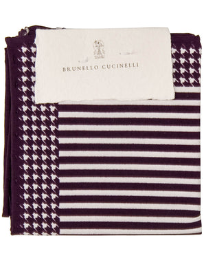 Purple Stripe and Houndstooth Pocket Square