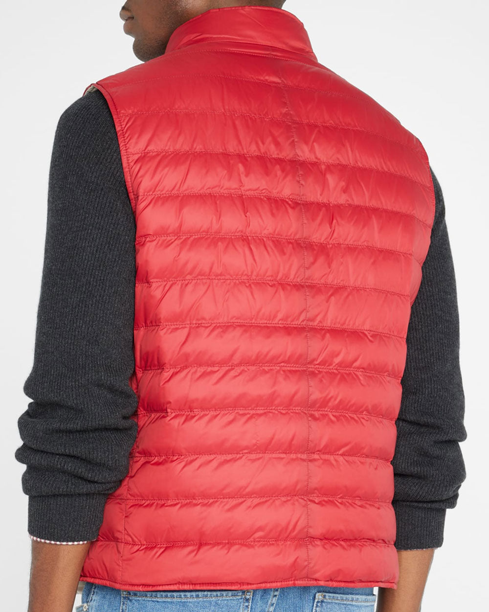 Red Quilted Nylon Snap Vest