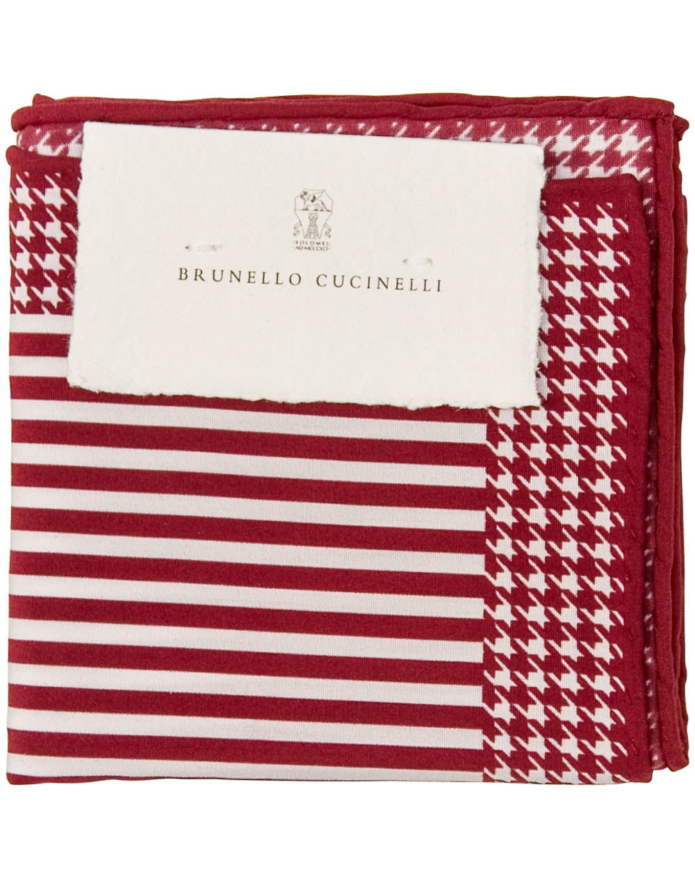 Red Stripe Houndstooth Pocket Square