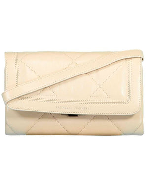 Shiny Quilted Crossbody Bag in Rice