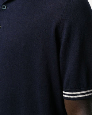 Stripe Trim Polo Shirt in Navy