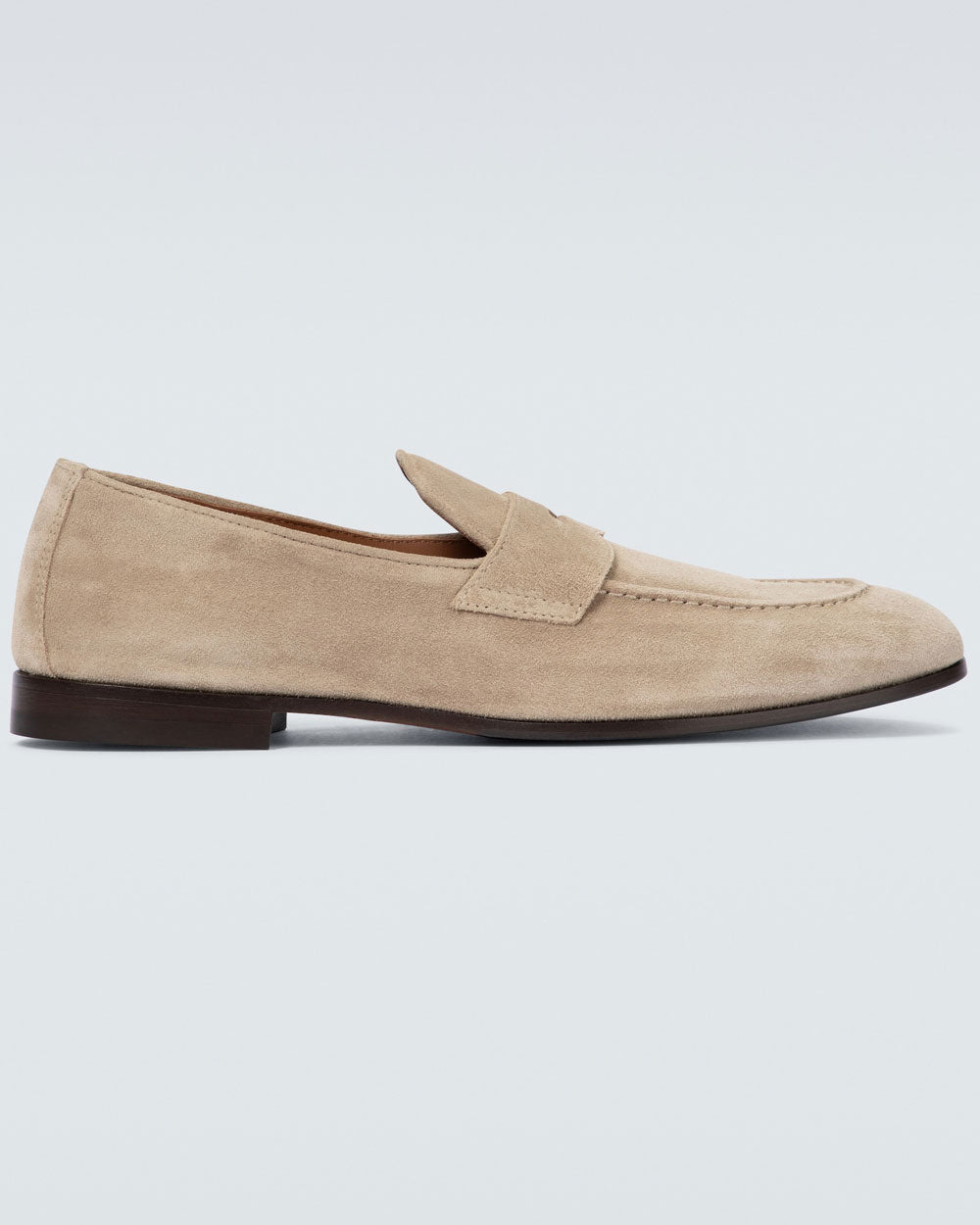 Suede Penny Loafer in Sand