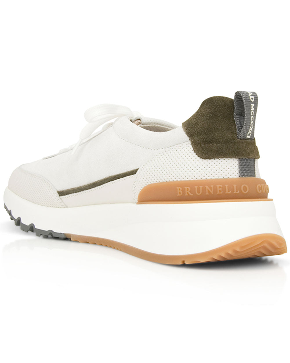 Suede Paneled Sneaker in White