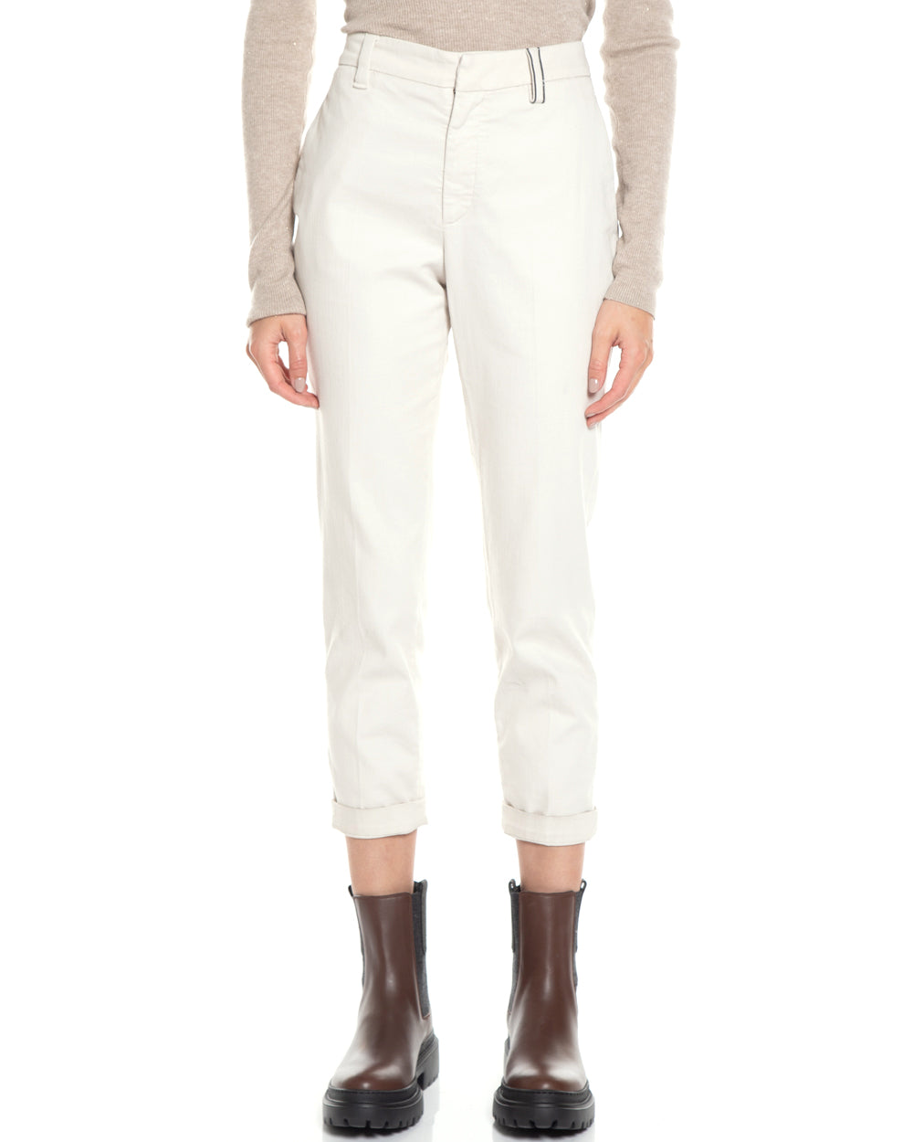 Warm White Monili Tab Garment Dyed Skinny Pants