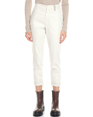 Warm White Monili Tab Garment Dyed Skinny Pants