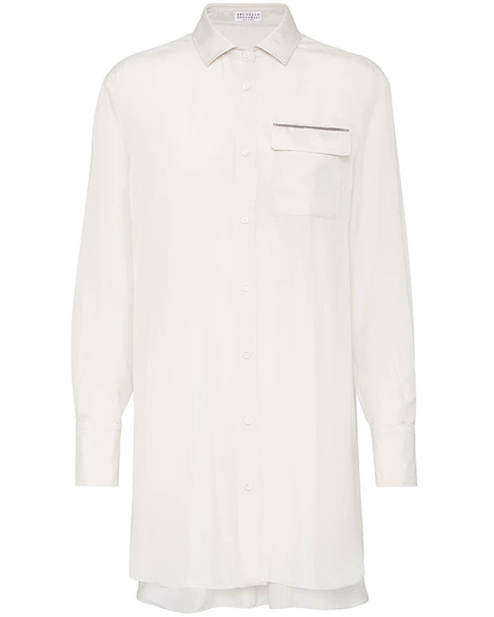 Warm White Oversized Monili Pocket Shirt