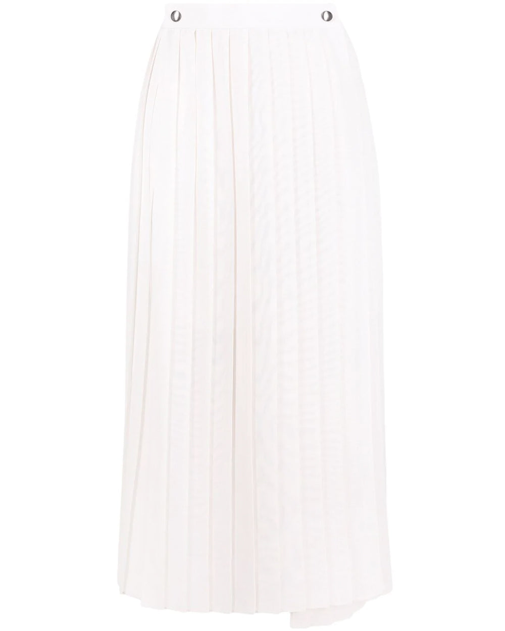 Warm White Wool Gauze Pleated Slit Skirt