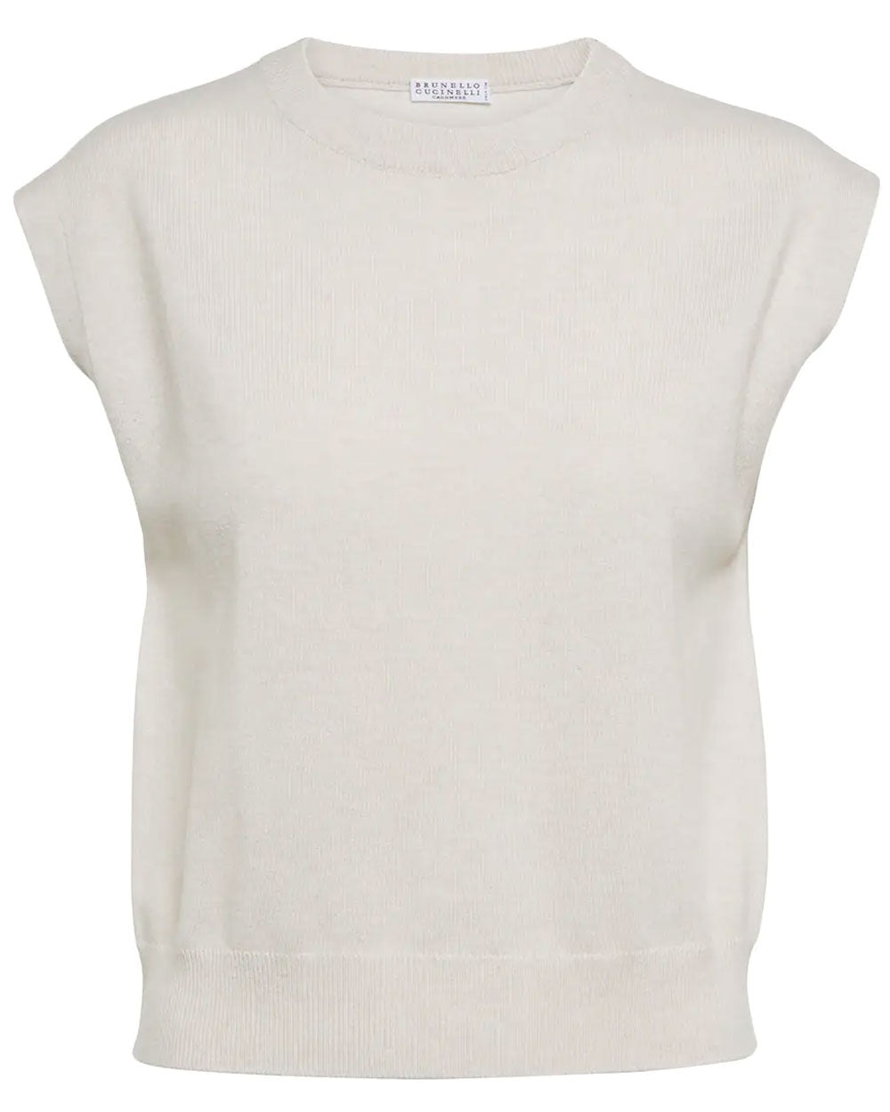 White Cashmere Cap Sleeve Pullover