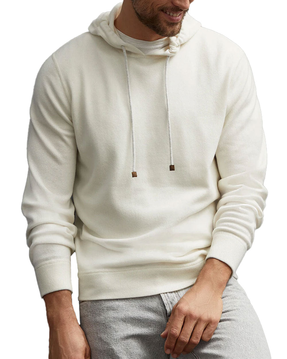 White Cashmere Pullover Hoodie