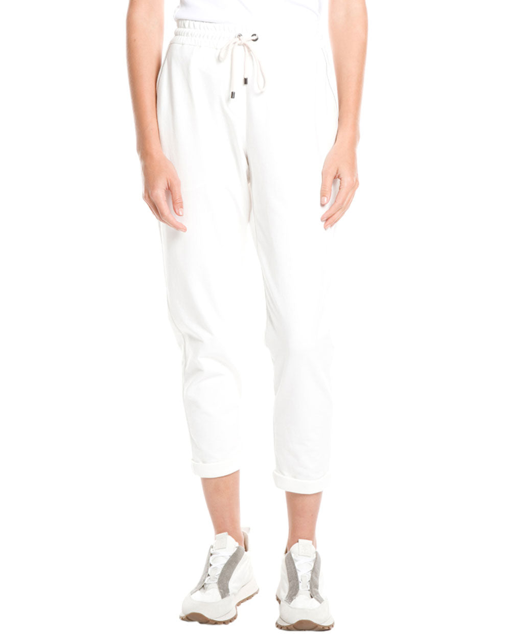 White Cotton Jersey Monili Sweatpants