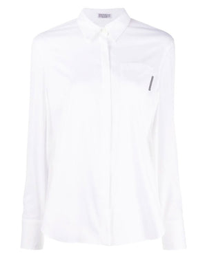 White Cotton Monili Tab Pocket Shirt