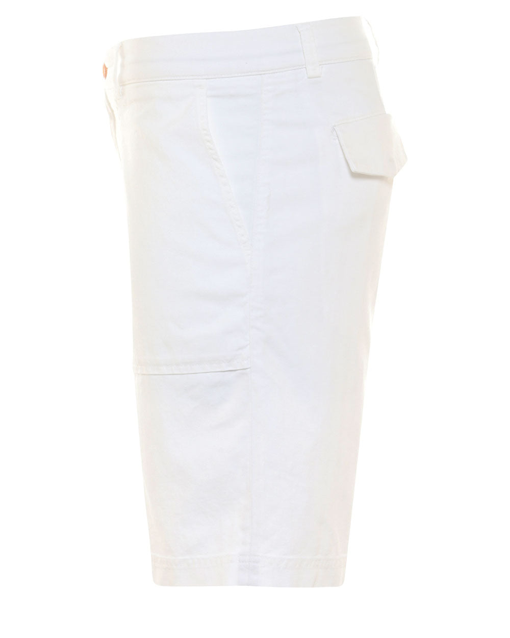 White Garment Dyed Cotton Blend Bermuda Short