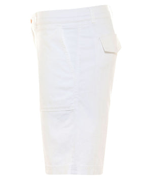White Garment Dyed Cotton Blend Bermuda Short