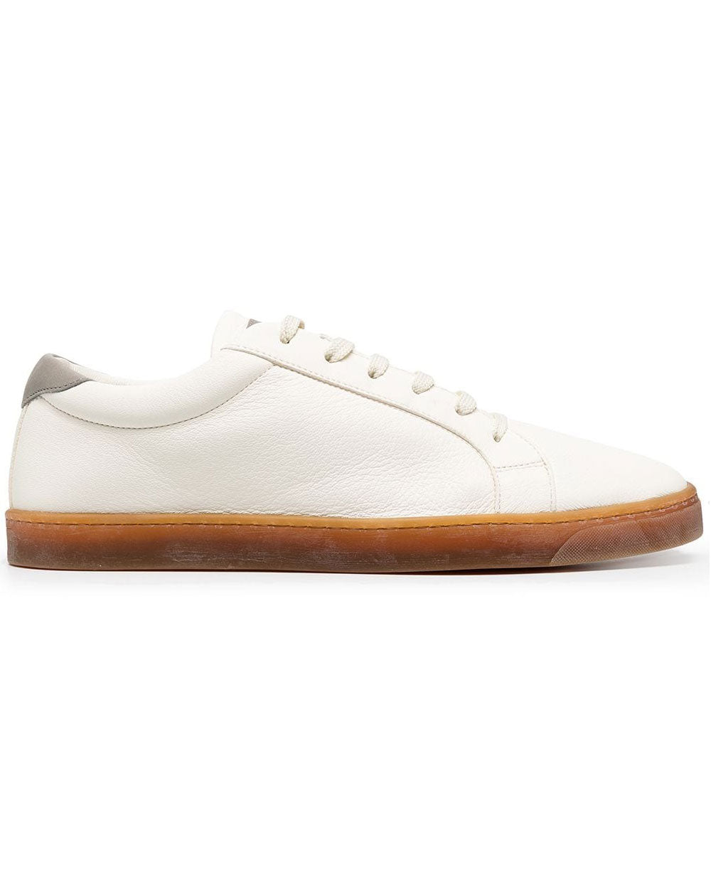 White Leather Low Top Deconstructed Sneaker