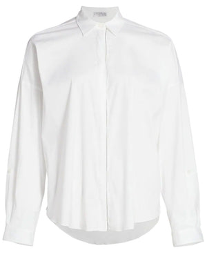 White Monili Placket Stretch Poplin Shirt