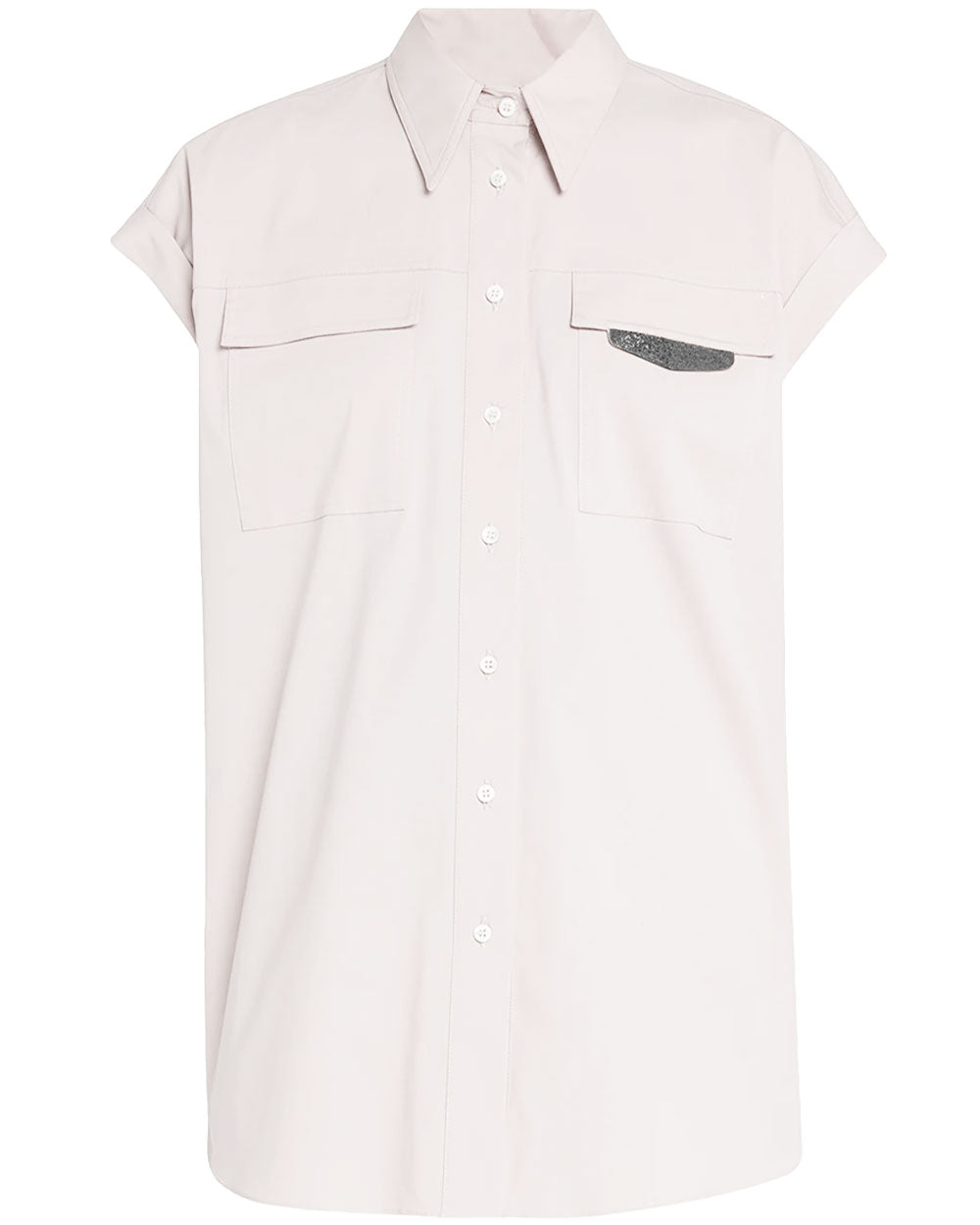 White Monili Pocket Tab Poplin Shirt