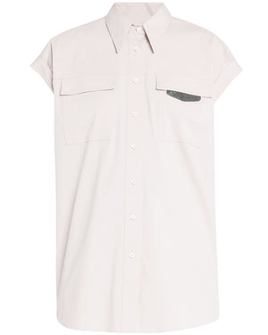 White Monili Pocket Tab Poplin Shirt