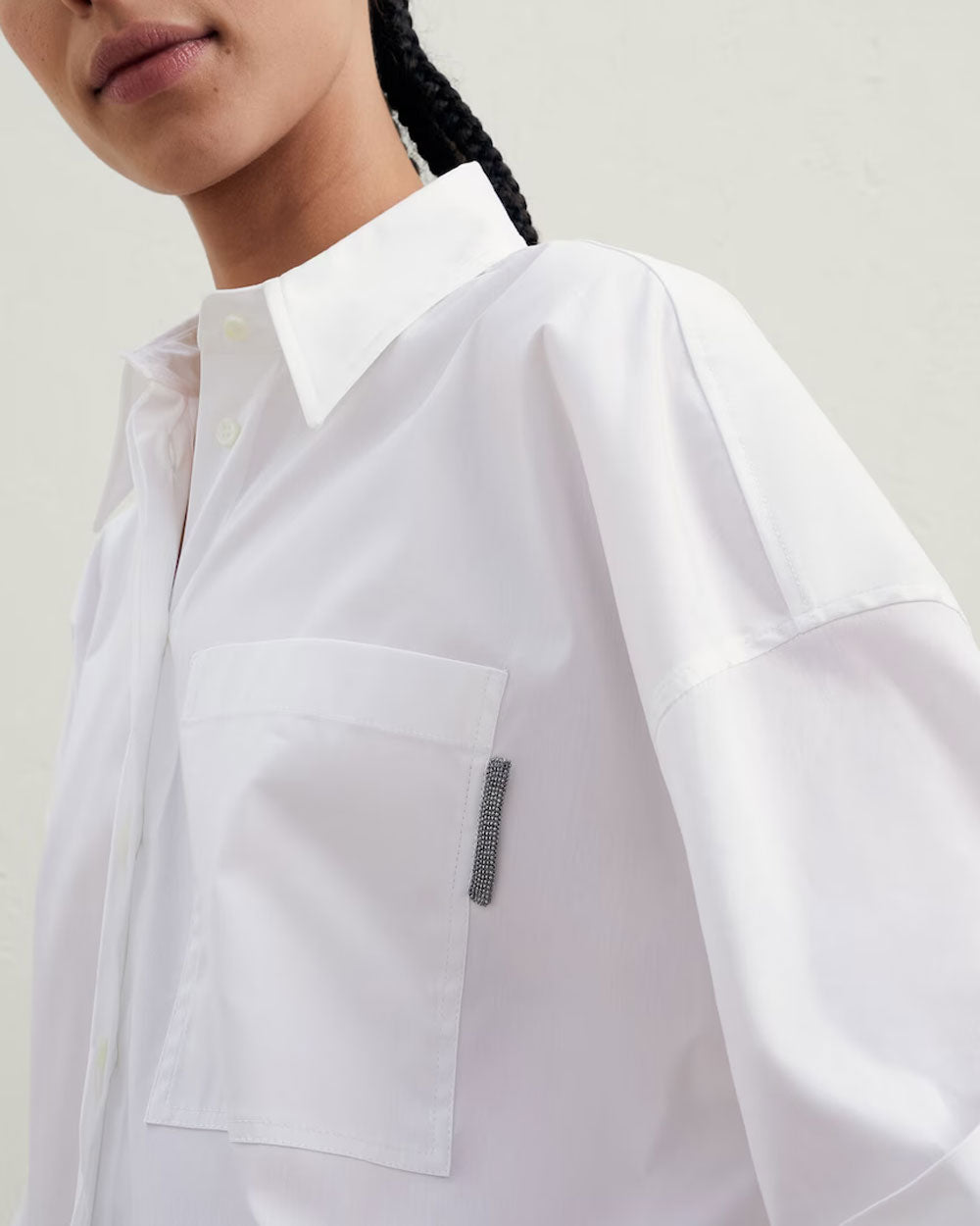 White Monili Pocket Tab Short Sleeve Shirt