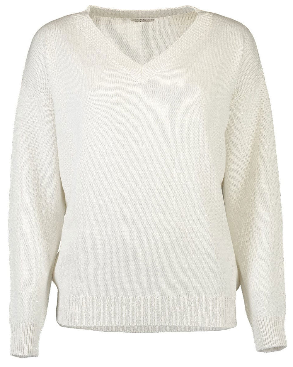 White Paillette Cashmere Sweater