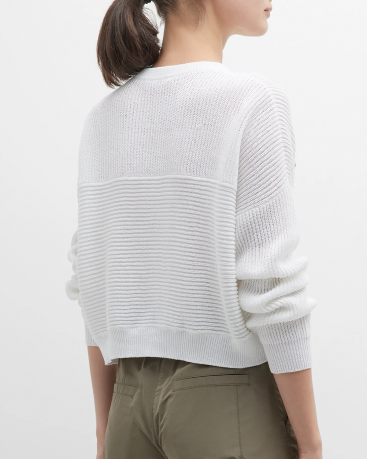 White Ribbed Monili Stripe Sweater