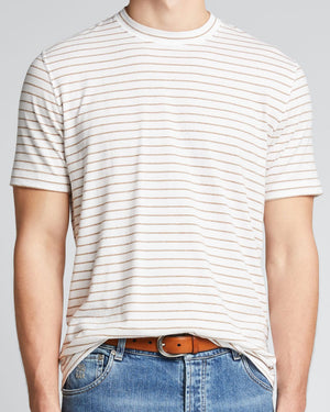 White and Brown Stripe T-Shirt