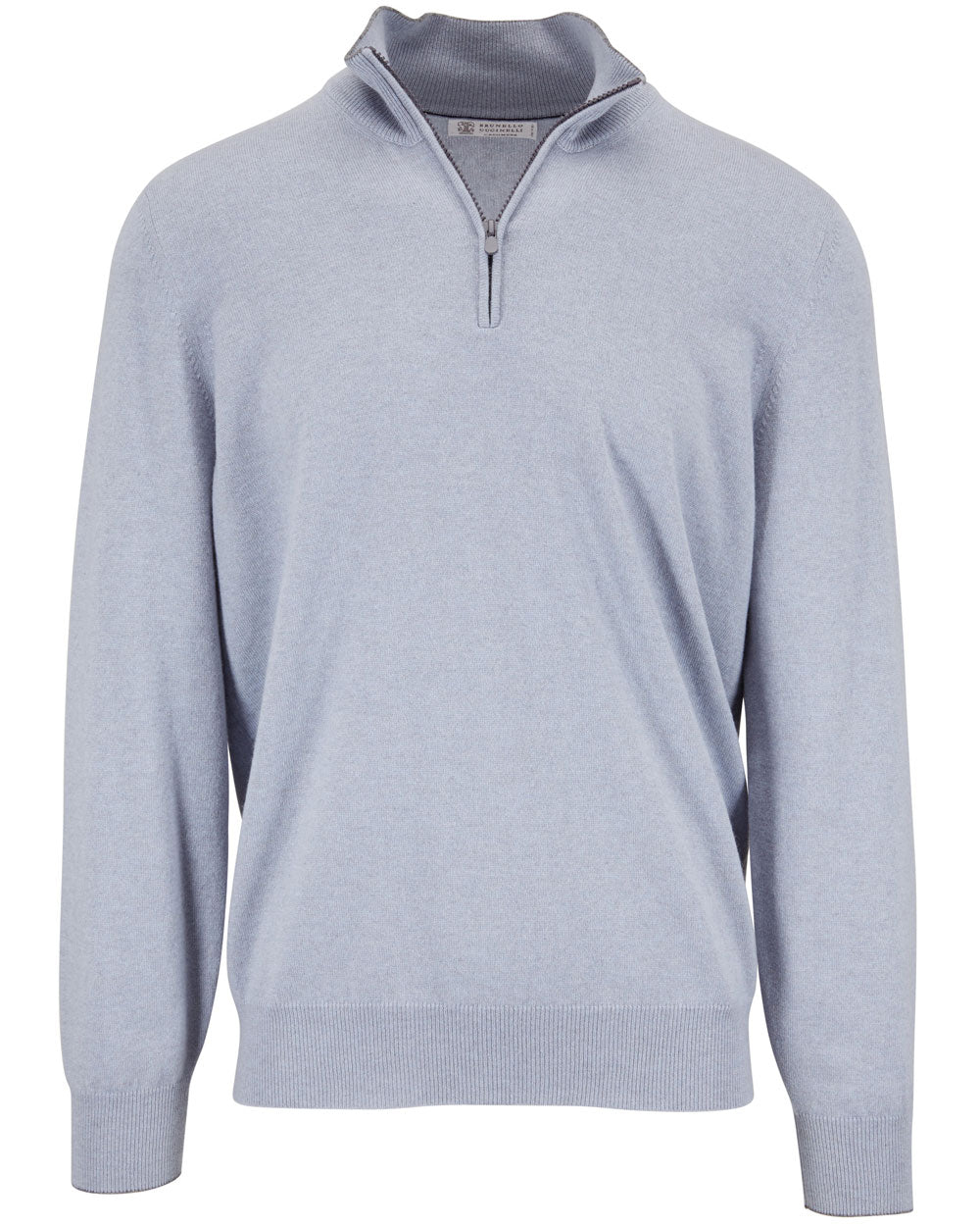 Light Blue Cashmere Half-Zip Sweater