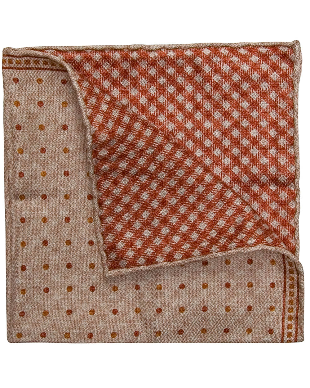 Beige with Brick and Gold Dotted Pocket Square