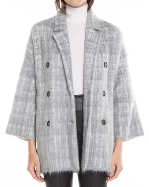 Pebble Checked Mohair Double Breasted Coat