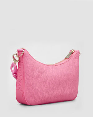 Loubila Mini Chain Leather Shoulder Bag in Neon Pink