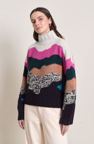 Multi Knit Corinne Abstract Sweater