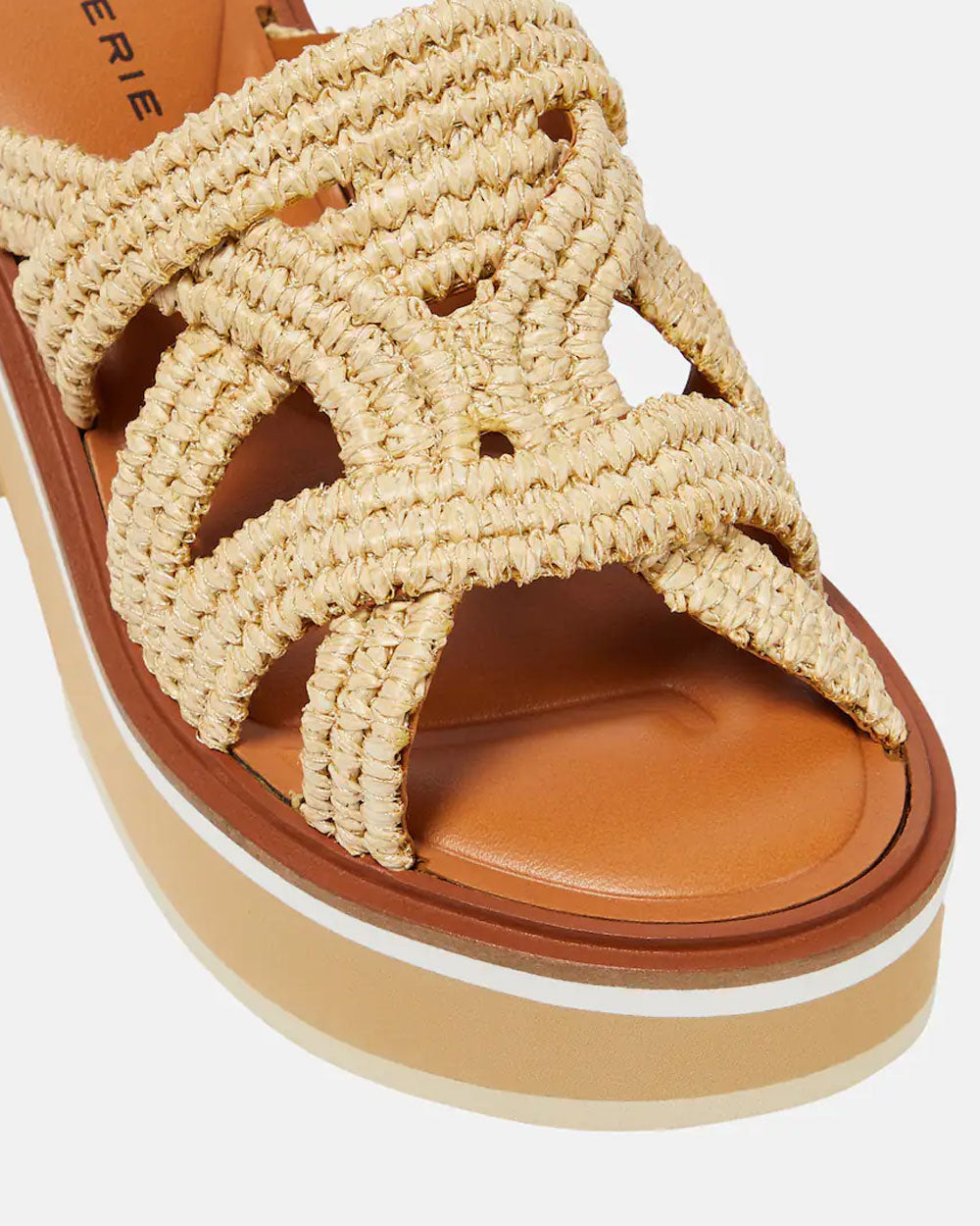 Chermy Slip On Platform Sandals in Natural Raffia