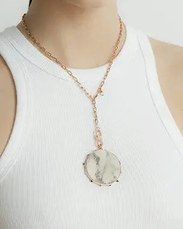 CW x WF 18k Rose Gold Marble and Semi-Precious Stone Pendant