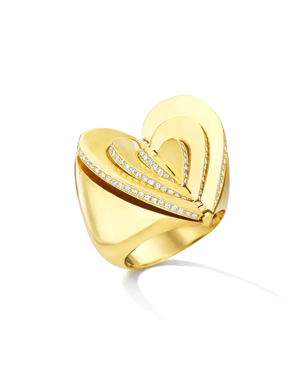 Gold and Diamond Endless Heart Cocktail Ring