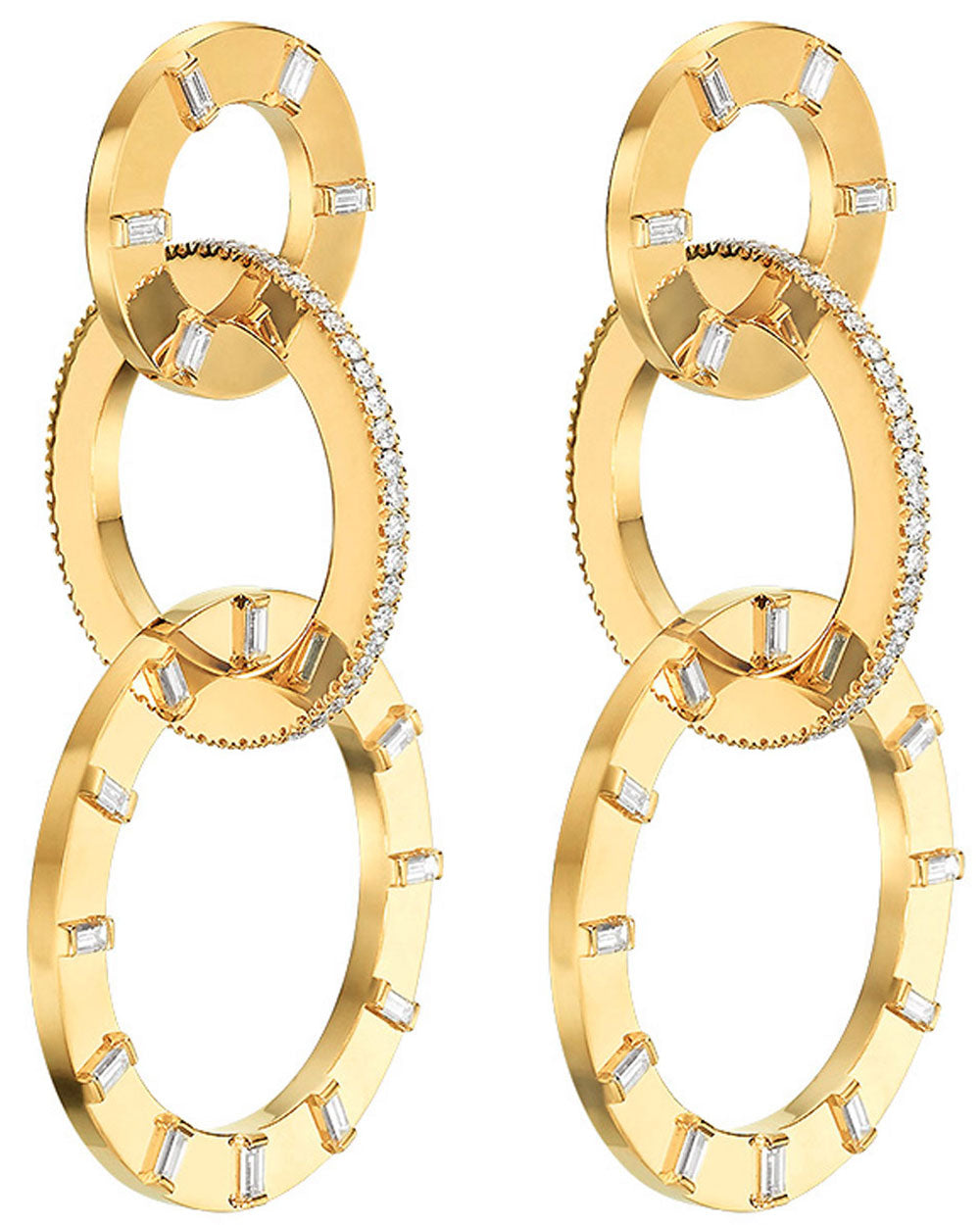 Yellow Gold and White Diamond Large Unity Earrings