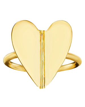 Yellow Gold Wings of Love Folded Heart Ring