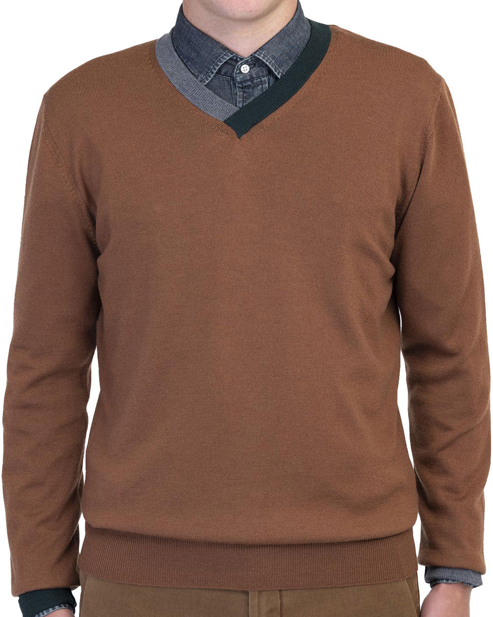 Camel V-neck Sweater