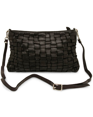 Black Woven Leather Pouch