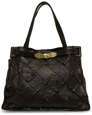 Medium Black Diana Patchwork Leather Shopping Bag