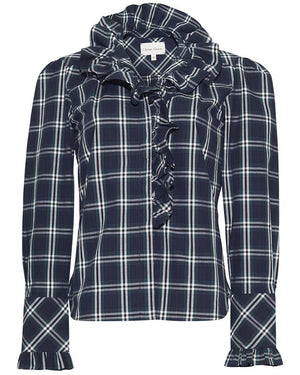 Navy and Green Plaid Anne Blouse