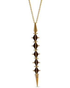 14k Yellow Gold Diamond Dagger Pendant Necklace