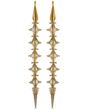 14k Yellow Gold Diamond Dagger Earrings
