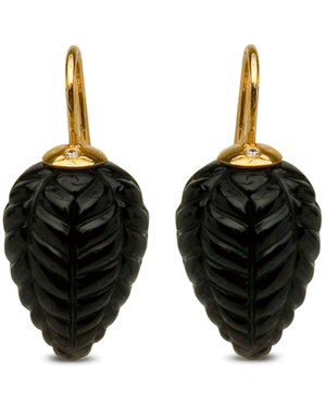 18k Yellow Gold Black Onyx Braided Drop Earrings