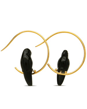 18k Yellow Gold Black Onyx Tallulah Birdie Earrings