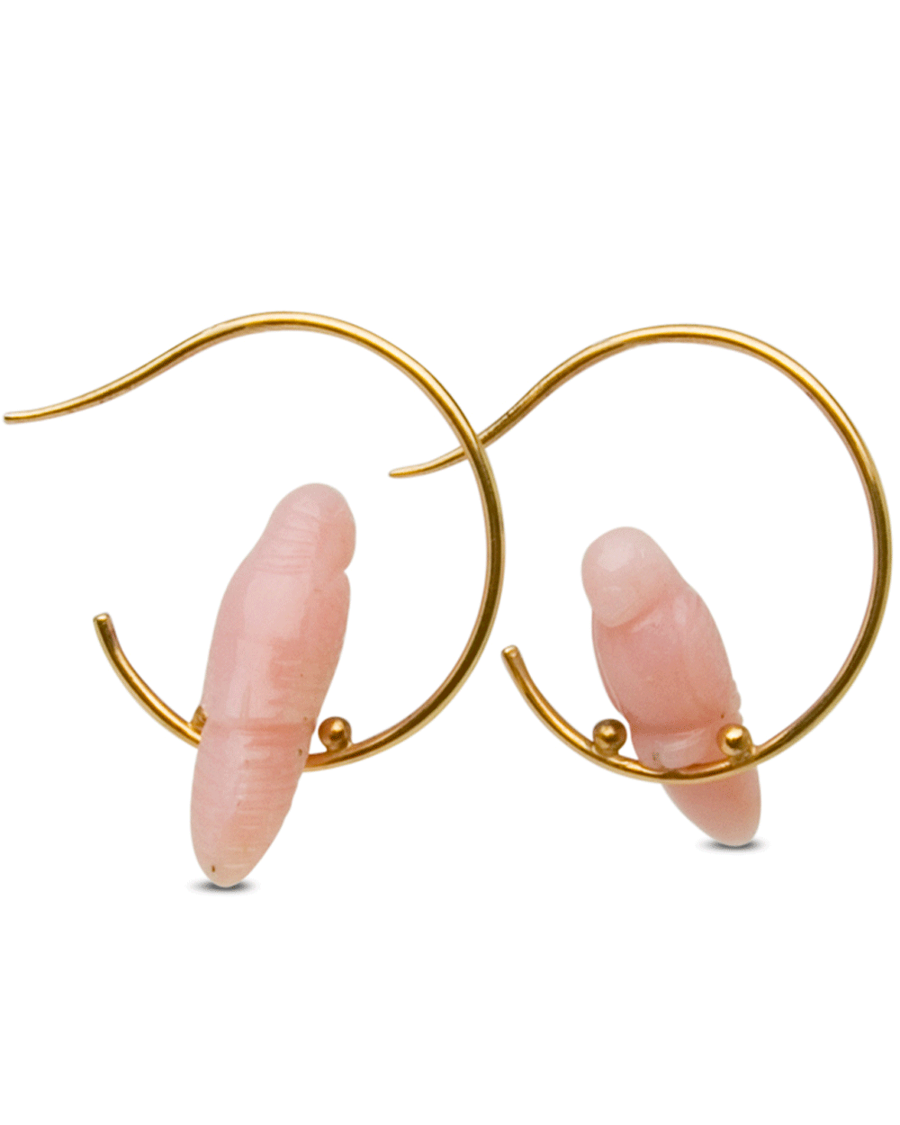 18k Yellow Gold Pink Opal Tallulah Birdie Earrings