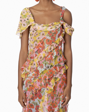 Anemone Single Shoulder Ruffle Maxi Dress